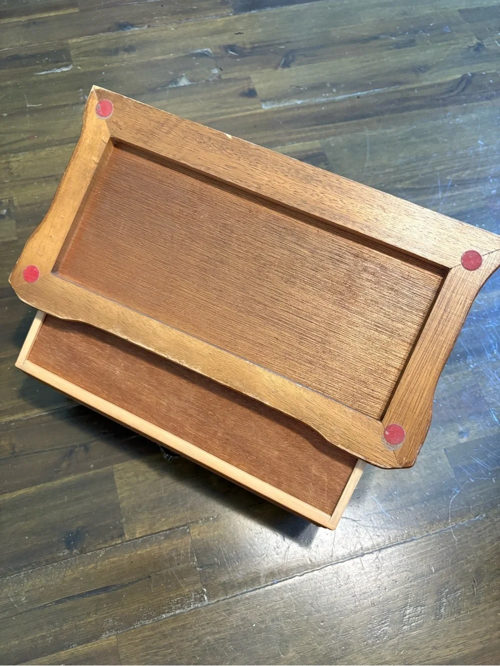 Vintage Valet Organizer Wood Caddy Mens Jewelry Box Velvet Drawers Catchall